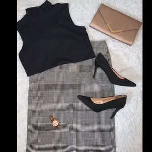 Plaid Midi Pencil Skirt
